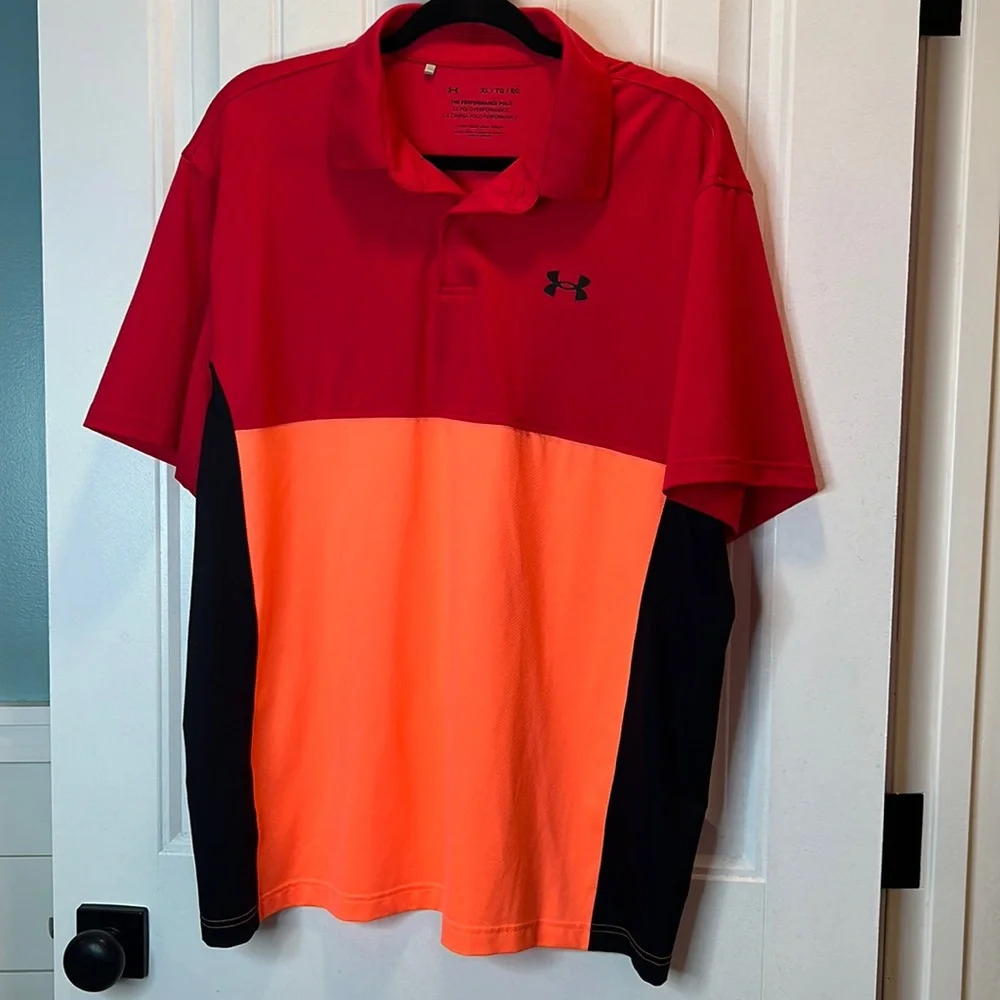 Under Armour ‘The Performance Polo’ in Orange, Raspberry & Black. Size XL.
